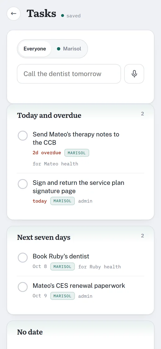 Red Ember on a phone: the task list, with what is overdue and what is due
                this week.